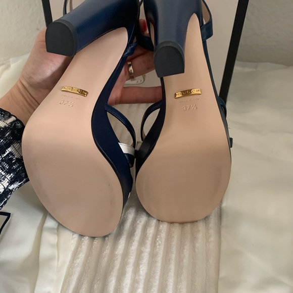 💯% authentic Gucci Alison two-tone leather platform heels - Picture 5 of 14